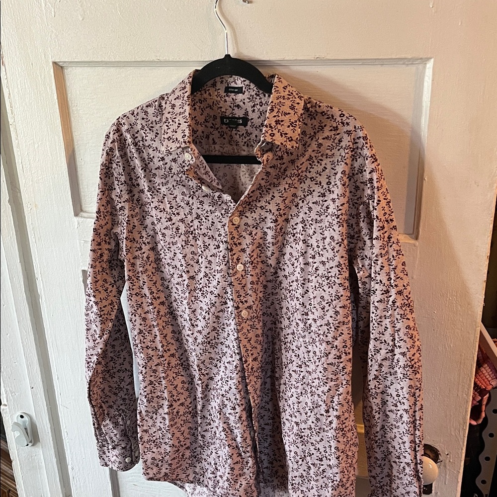 Express Men's Pink Floral Button Down Shirt